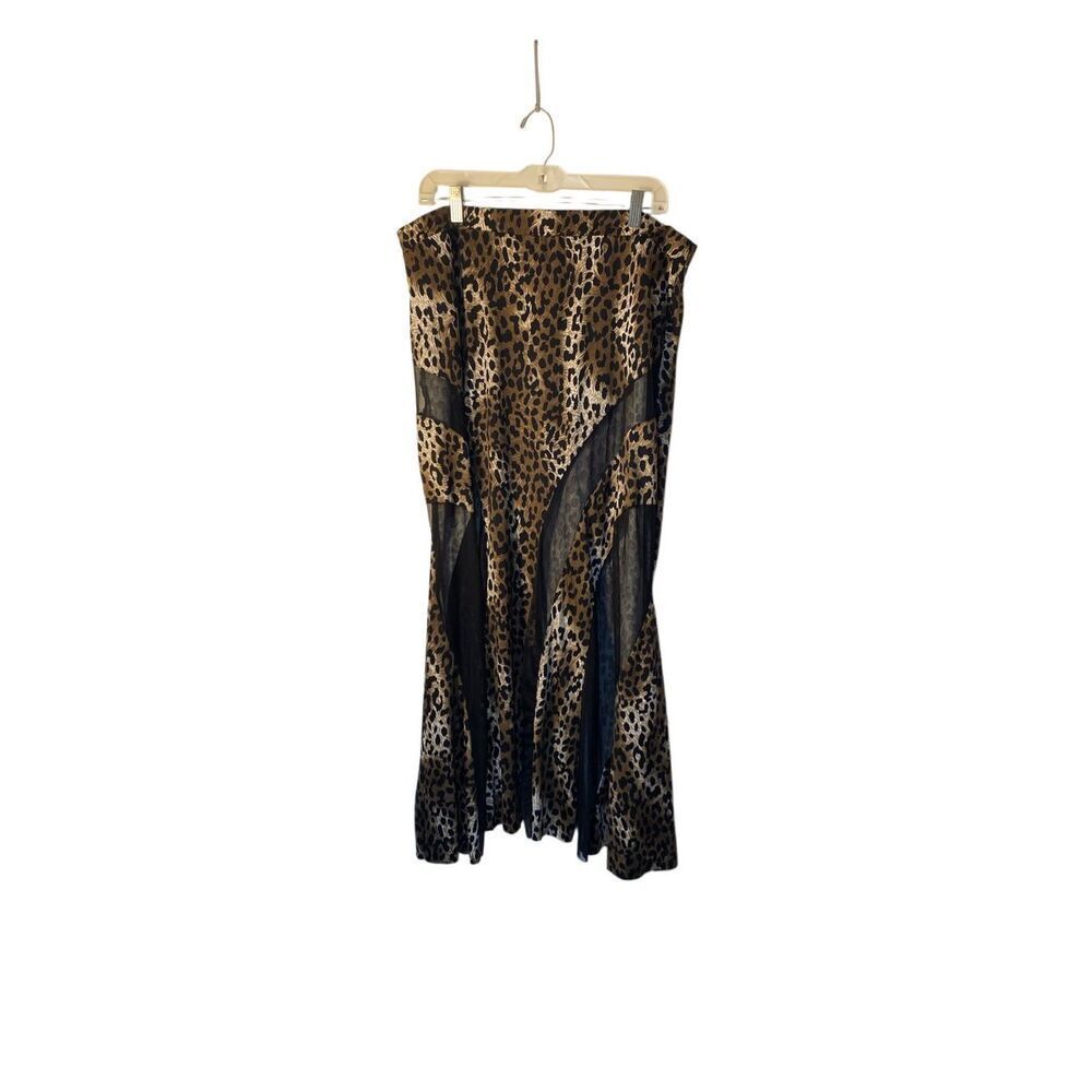 Valia women’s animal, print, sheer insert plus size maxi skirt 3X